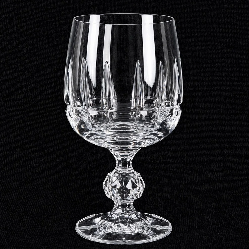 Crystalex Bohemian Crystal Belfast Wine Goblets Set of 2 Cut Glass 5.75 inch